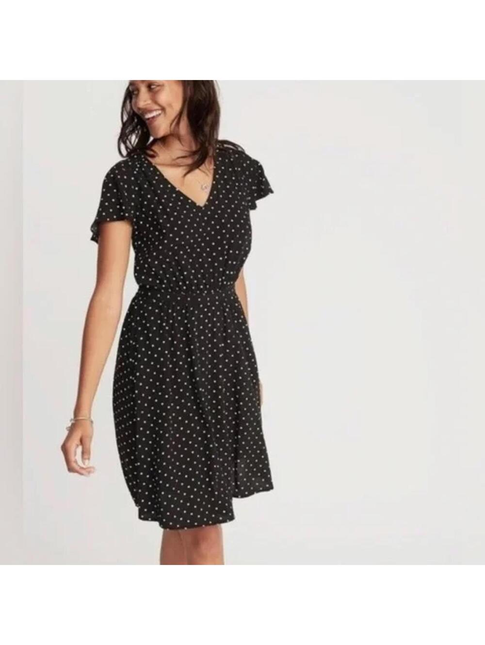 Old Navy Women’s Small Black Polka Dot Midi Dress